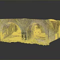 Ancient Weathered Stone Structure With Two Arches And Green Plants At Base 3d model