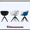 Modern Leisure Accent Chairs With Curved Backrest And Tripod Base In Black White Blue