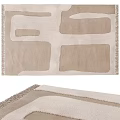 Beige Square Rug Featuring Modern Geometric Pattern And Fringe Edges 3d model