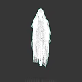 White Ghostly Game Movie Character With Sheet Covered Body And Exposed Feet On Black Background