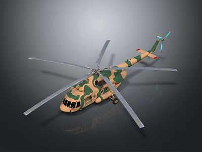 Military Camouflage Helicopter Supporting Aerospace Mission Transport and Operations 3d model