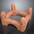 Wooden Building Blocks Castle Shaped Structure with Turrets Arches and Small Windows