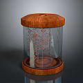 Stylish Decorative Furniture Piece With Wooden Top Base And Transparent Glass Carved Patterns