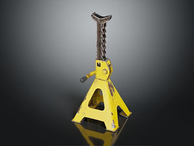 Yellow Automotive Jack Stand Tripod Design For Vehicle Support Metal Structure 3d model
