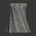 Knitted Decorative Castle Tower Figurine With Tapered Structure And Crenellated Top