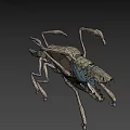 Game and Movie Fantasy Creature Character With Multi Legs Sharp Claws and Gray Blue Tones