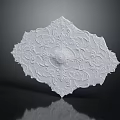 White Ornate Decorative Medallion With Intricate Scroll Patterns And Central Rosette Design 3d model