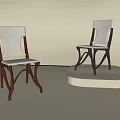 Stylish Single Chairs Featuring Wooden Frames White Seats and Display Stand 3d model