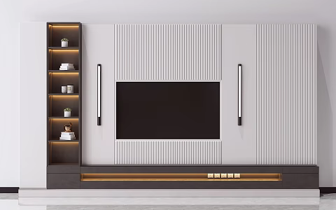Modern TV background wall TV cabinet modeling wall 3d model