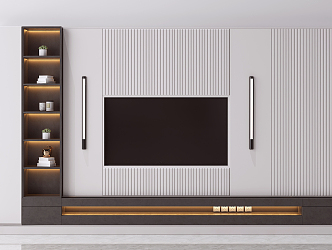 Modern TV background wall TV cabinet modeling wall 3d model