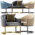 Stylish Modern Accent Chairs In Blue Gray Beige With Gold Metal Frames And Plush Pillows