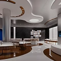 Modern Jewelry Store Interior With Marble Walls And Display Counters