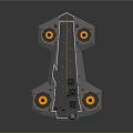 Sci Fi Flying Platform With Four Yellow Thrusters And Central Yellow Line 3d model