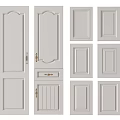 White Cabinet Doors With Different Panel Styles And Handle Designs 3d model