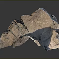 Natural Garden Landscape Rock With Brown Blue Surface Cracks And Reflections