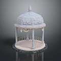 Elegant Stone Dome Pavilion With Circular Base And Intricate Carved Columns Design