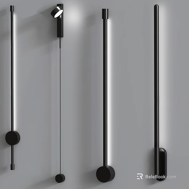 Sleek Modern Black Metal Wall Lamp With Slim Design For Indoor Home Decor 3d model 