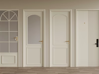 White Interior Swing Doors With Glass Panels Panel Designs And Metal Handles For Home 3d model