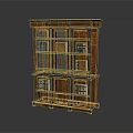 Wooden Decorative Cabinet With Glass Doors And Multiple Display Shelves Design