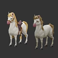 Two White Stuffed Toy Horses With Saddle Bridle And Mane Details