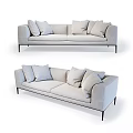 Beige Fabric Sofa With Multiple Pillows And Black Metal Legs 3d model