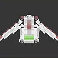 Colorful Building Block Toy Model With Red White Green Blue Accents And Wing Like Structure