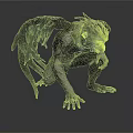 Mythical Monstrous Creature With Large Wings Rough Skin Crouching Posture And Sharp Claws 3d model
