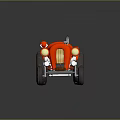 Red Vintage Cartoon Style Tractor Model With Large Wheels And Yellow Headlights