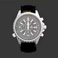 Stylish Black Leather Strap Watch With White Dial And Gold Chronograph Accents