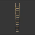 Wooden Ladder With Vertical Structure And Wooden Rungs On Gray Background