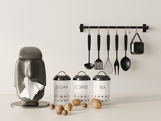 Modern kitchen supplies ornaments combination 3d model