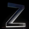 3D Letter Z Design With Metallic Texture Striped Lines And Lighting Effects On Black Background