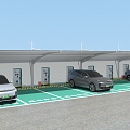 Electric vehicle charging station grid 3d model