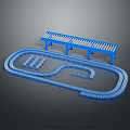Sports Equipment Blue Race Track With Curved And Straight Sections And Starting Platform