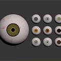 Medical Device Eye Models Display Featuring Various Colored Irises And Different Sizes 3d model