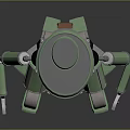 Green Robot 3D Model With Cylindrical Body Arms And Legs
