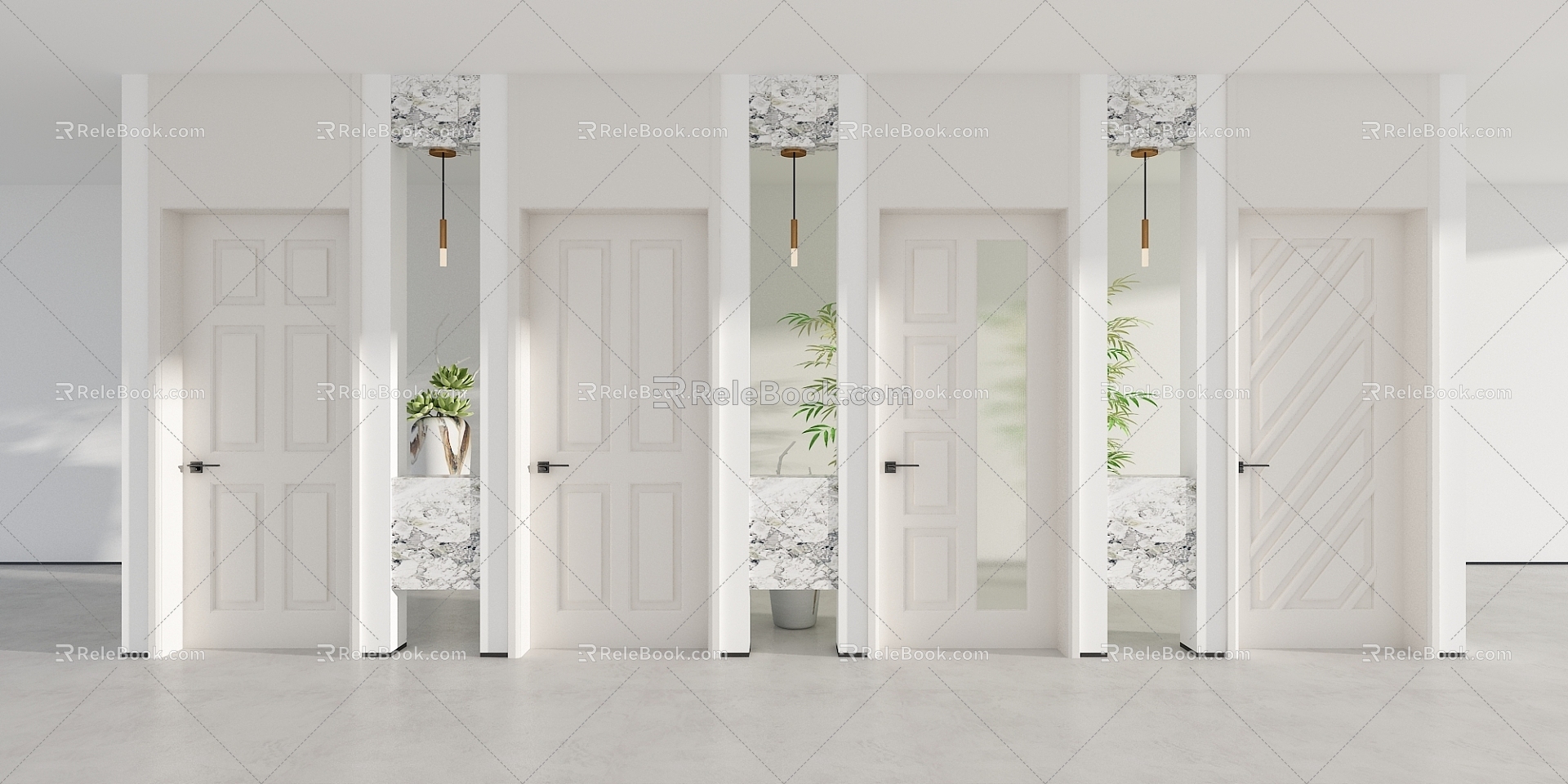 Door Wooden Door Swing Door Mixed Throttle Modern 3d model