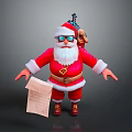 Santa Claus Character In Red Suit Holding Paper With Reindeer Companion