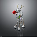 Cute Festive Reindeer With Red Nose Brown Antlers And Colorful Garland Around Neck