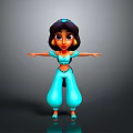 Animated Princess Character With Long Black Hair Blue Outfit And Outstretched Arms