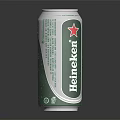 Heineken Beer Can With Green White Label On Dark Background Showing Reflection