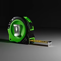 Green And Black Tape Measure With Yellow Measuring Tape On Gray Surface