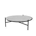 Round Black Coffee Table With Modern Metal Base And Sleek Design 3d model