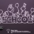 Colorful Neon Lamp Set with School Theme Balloons and Figures Decor