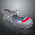 Gray Casual Sandals With Adjustable Strap Red Toe Cap And Comfortable Sole Design 3d model