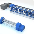 Modern Blue Industrial Equipment With Conveyor System And Control Panel 3d model
