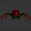 Colorful Spider with Red Body Green and Red Gradient Legs and Purple Mouthparts
