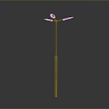 Modern Street Lamp With Slim Metal Pole Symmetric Top Arms And Lamp Heads