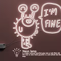 Decorative Neon Lamp Combinations With Cartoon Character And Im Fine Text