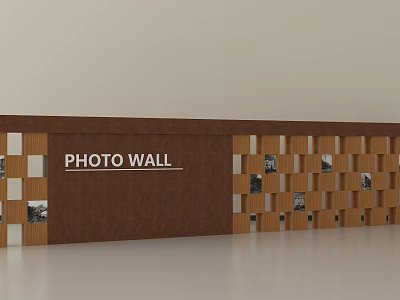 Photo Wall Interior Design With Brown Panel And Grid Photo 3d model